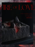 Load image into Gallery viewer, Detailed mountain-inspired surface of Fire of Love strawberry vanilla mousse cake.