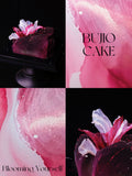 Load image into Gallery viewer, Brand story collage for Self Love, an architecture-inspired lychee rose mousse cake handcrafted by BUJIO.