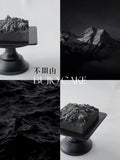 Load image into Gallery viewer, Brand story collage for The Mountain View, an architecture-inspired Oreo yogurt blackcurrant mousse cake handcrafted by BUJIO.