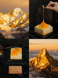 Load image into Gallery viewer, Brand story collage for Up to the Radiance, an architecture-inspired Earl Grey caramel apple mousse cake handcrafted by BUJIO.